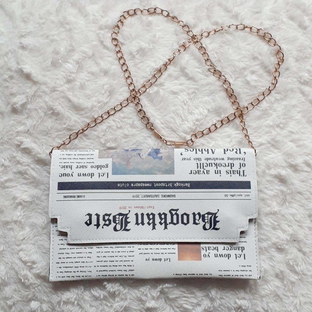 Mini Newspaper Printed Clutches